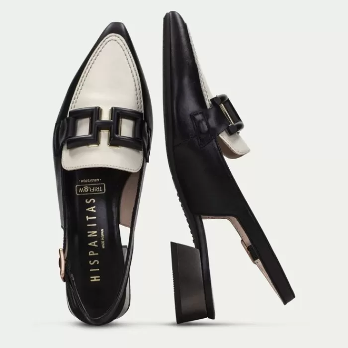 Hispanitas Flats- Dali Soho Black Slingback Black & White