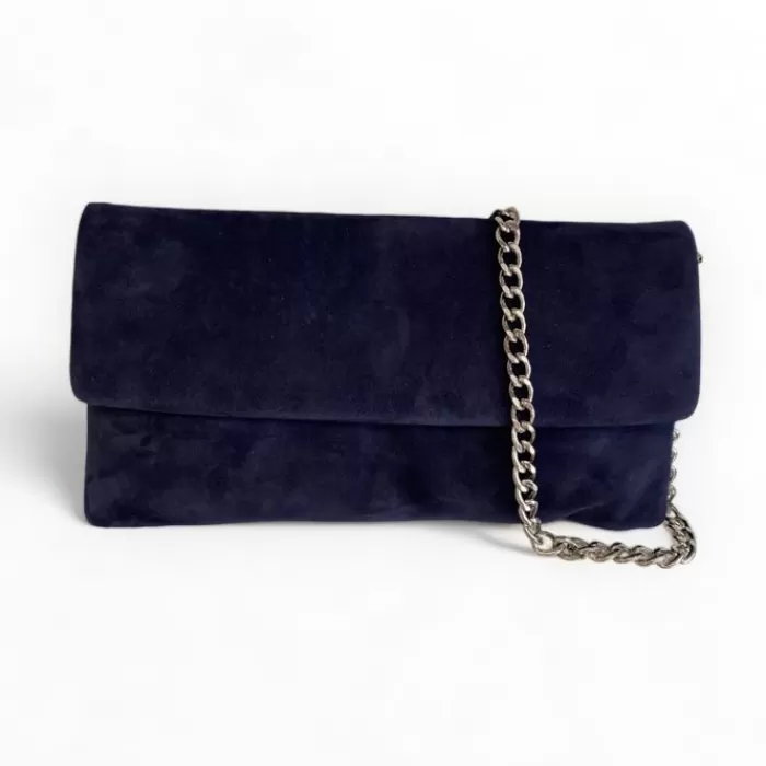 Le Babe Handbags- Navy Suede Clutch Bag