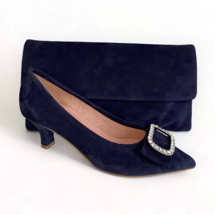 Le Babe Handbags- Navy Suede Clutch Bag