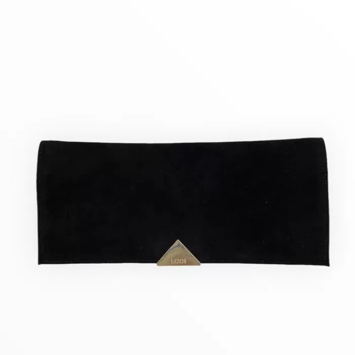 LODI Handbags- Black Suede Clutch Bag