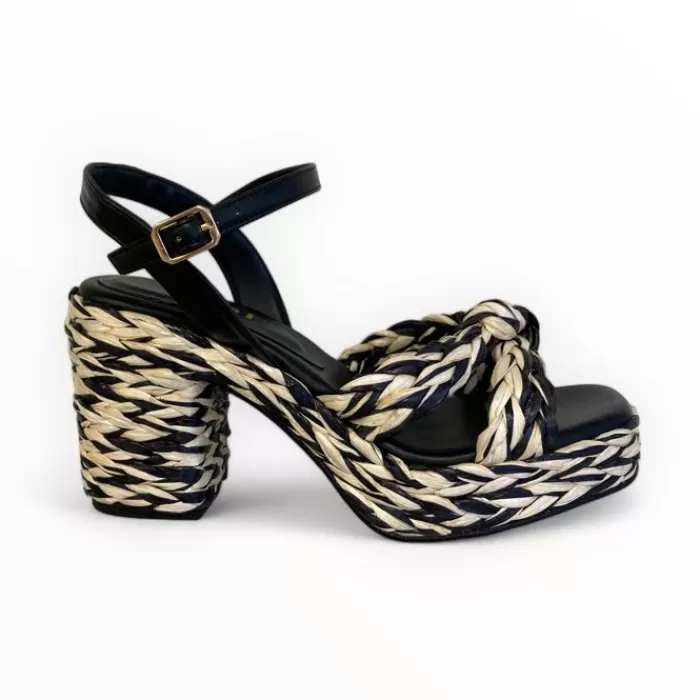 LODI High Heels- Julise Platform Sandal Black & Cream