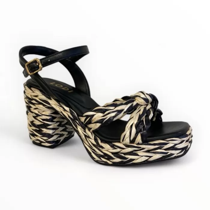 LODI High Heels- Julise Platform Sandal Black & Cream