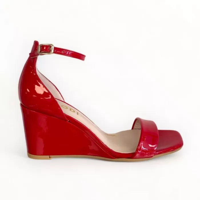 LODI Sandals- Lismer Red Wedge Sandal Red Patent Leather