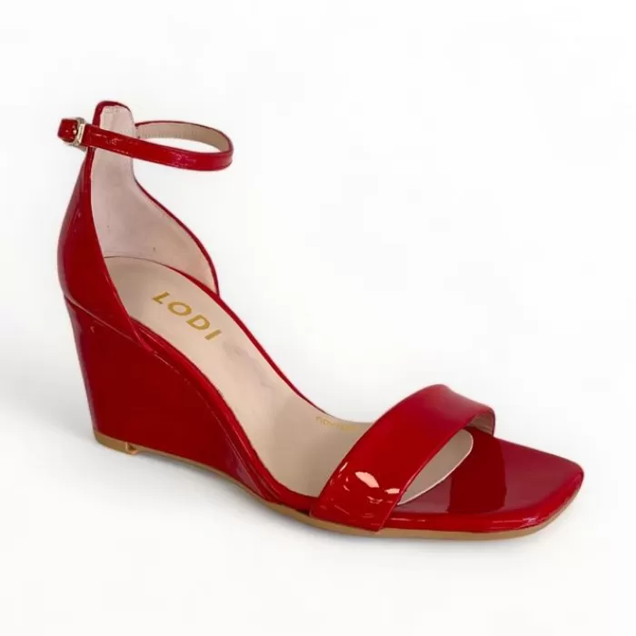 LODI Sandals- Lismer Red Wedge Sandal Red Patent Leather