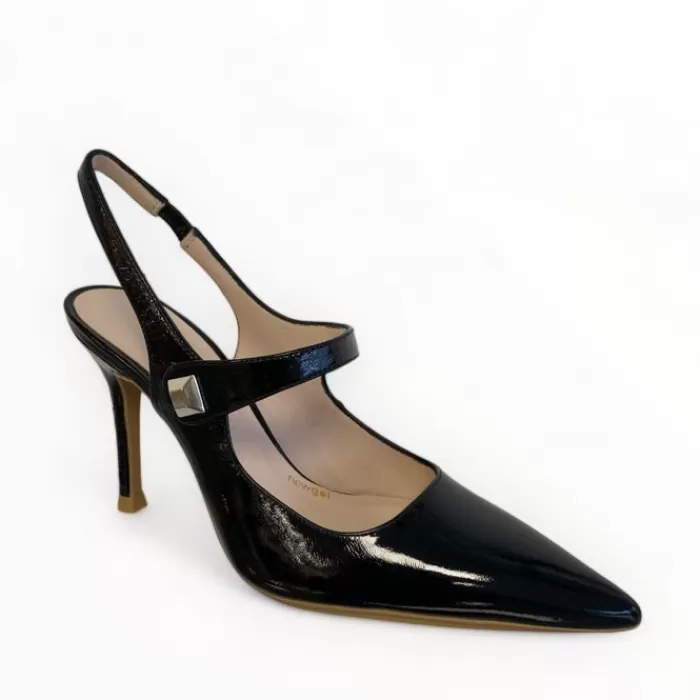 LODI High Heels- Salen Patent Slingback Black