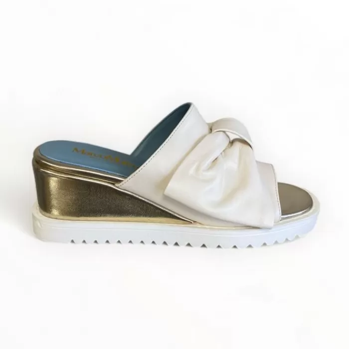 Marco Moreo Sandals- Cream & Gold Wedge Slider