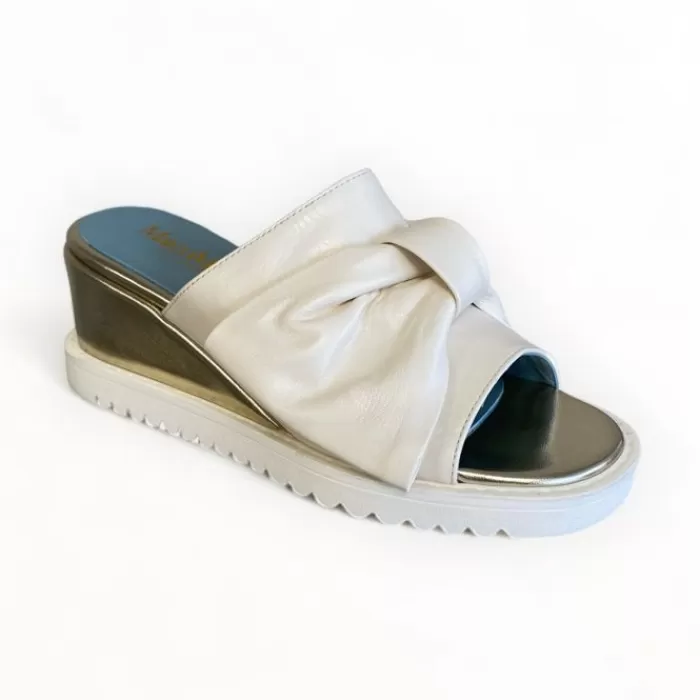 Marco Moreo Sandals- Cream & Gold Wedge Slider