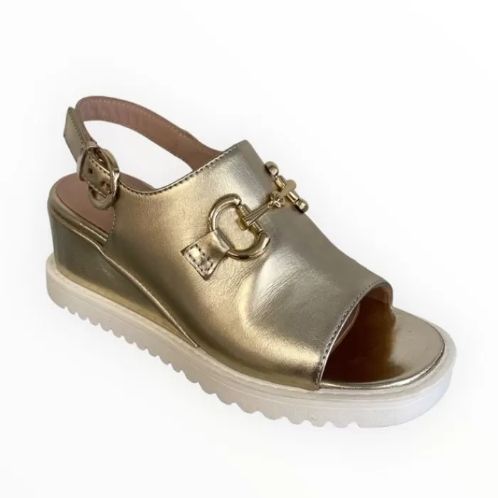 Marco Moreo Sandals- Gold Wedge Sandal