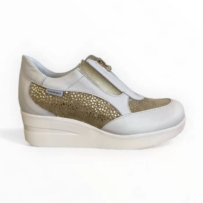 Marco Moreo Wedges- Lola White & Gold Mover