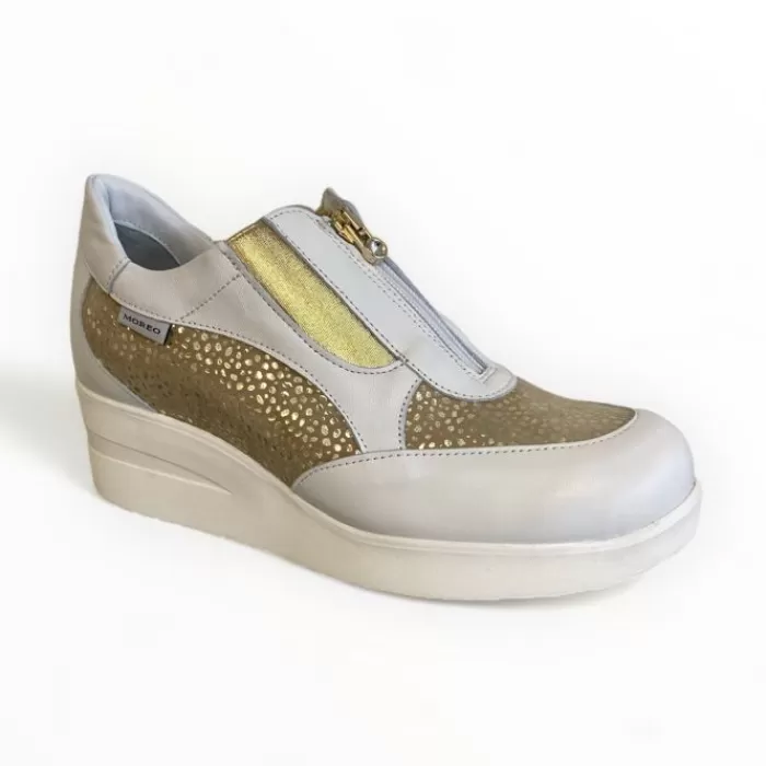 Marco Moreo Wedges- Lola White & Gold Mover