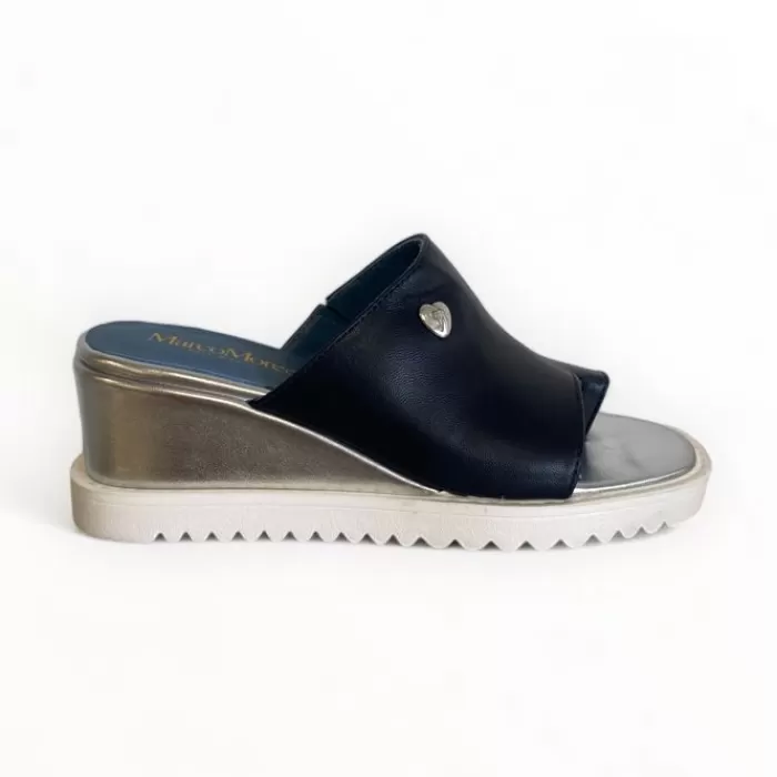 Marco Moreo Wedges- Navy Toe Post Wedge Sandal