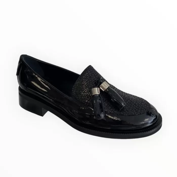 Marco Moreo Flats- Patent Loafer Black