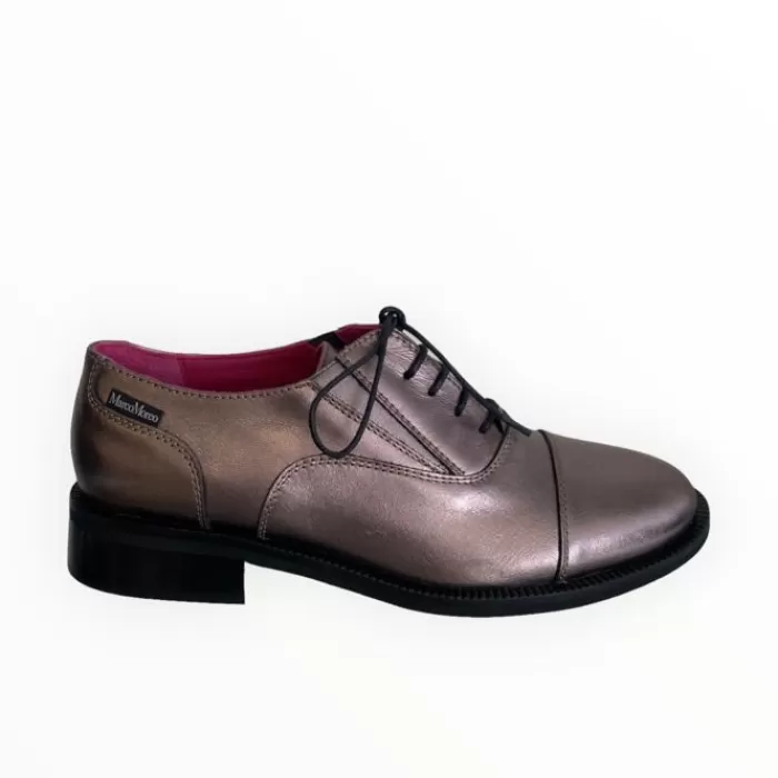 Marco Moreo Flats- Pewter Leather Brogue Piombo