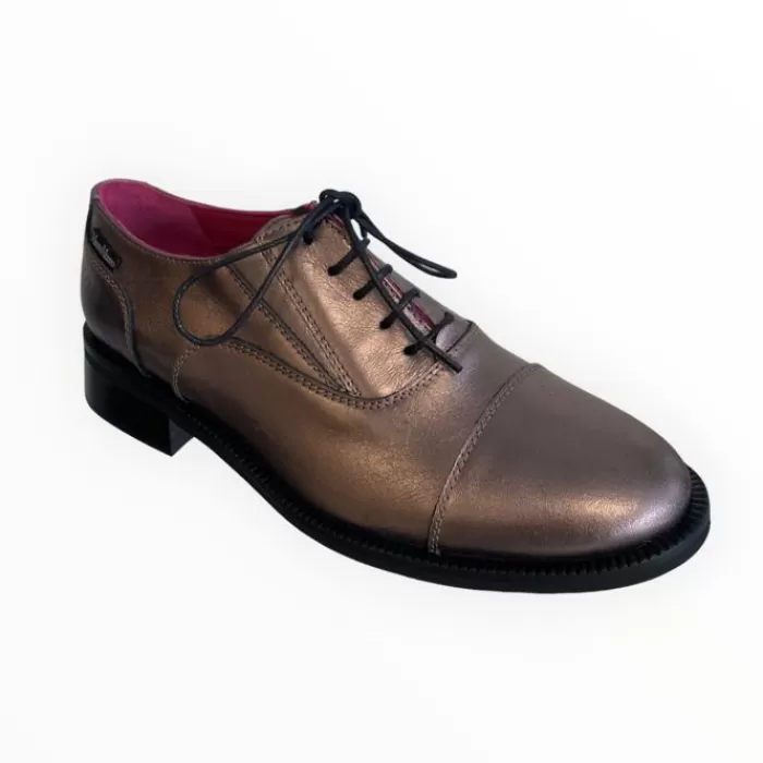 Marco Moreo Flats- Pewter Leather Brogue Piombo