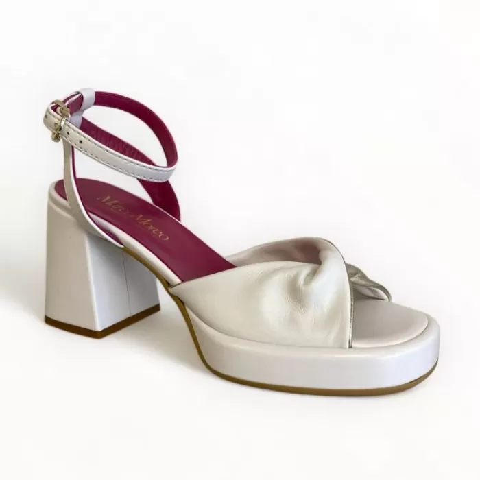 Marco Moreo Sandals- White Block Heel Sandal