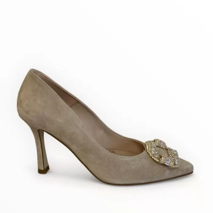 Marian High Heels- Beige Suede Court Shoe Ante Beig