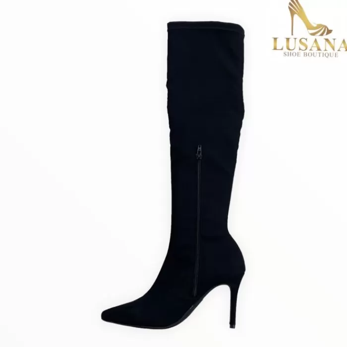 Marian Knee High Boots- Black Stretch Over The Knee Boot