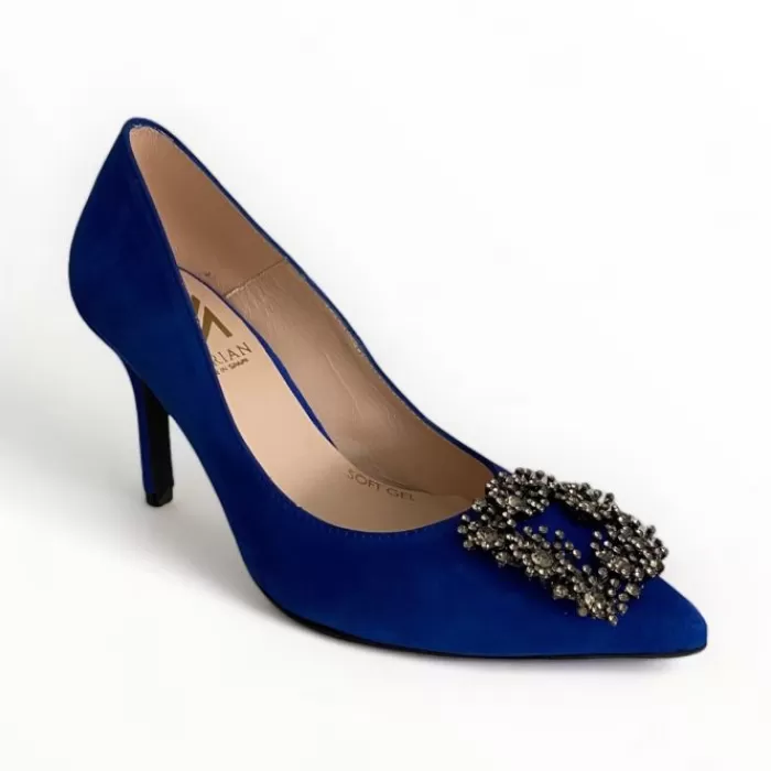 Marian High Heels- Blue Suede Court Shoe