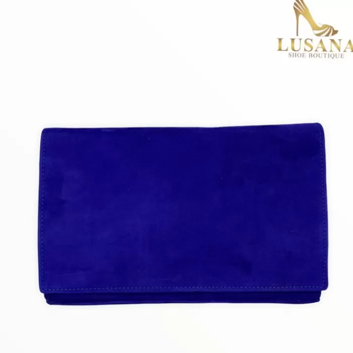 Marian Handbags- Electric Blue Suede Clutch Bag