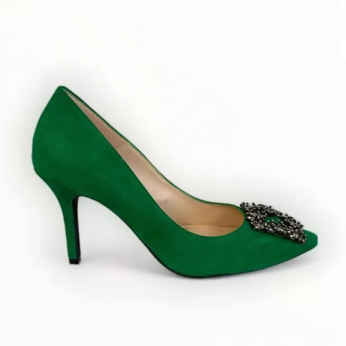 Marian High Heels- Green Suede Shoe