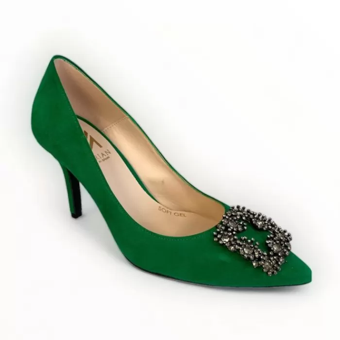 Marian High Heels- Green Suede Shoe