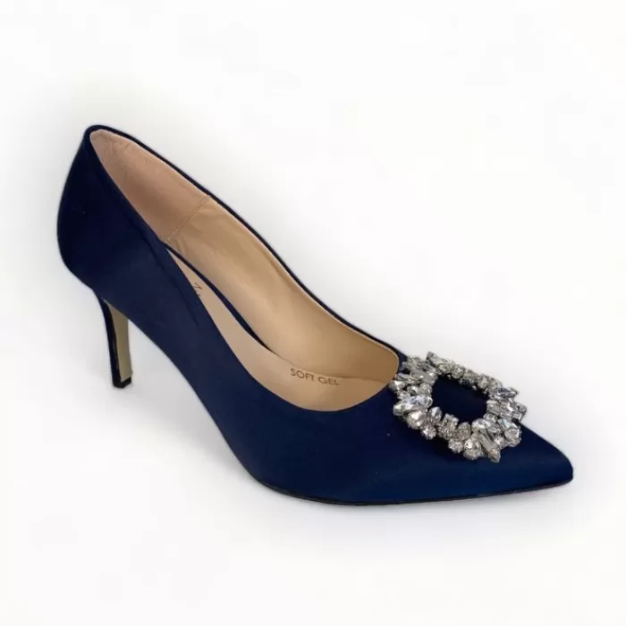 Marian High Heels- Navy Silk Shoe