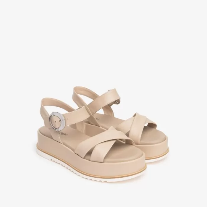 NeroGiardini Sandals- Beige Flatform Sandal