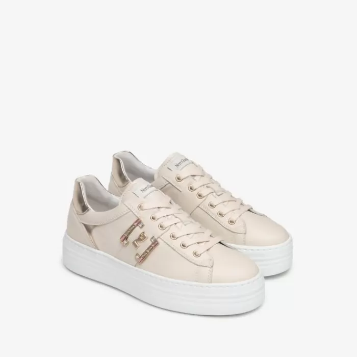 NeroGiardini Trainers- Beige Leather Trainer