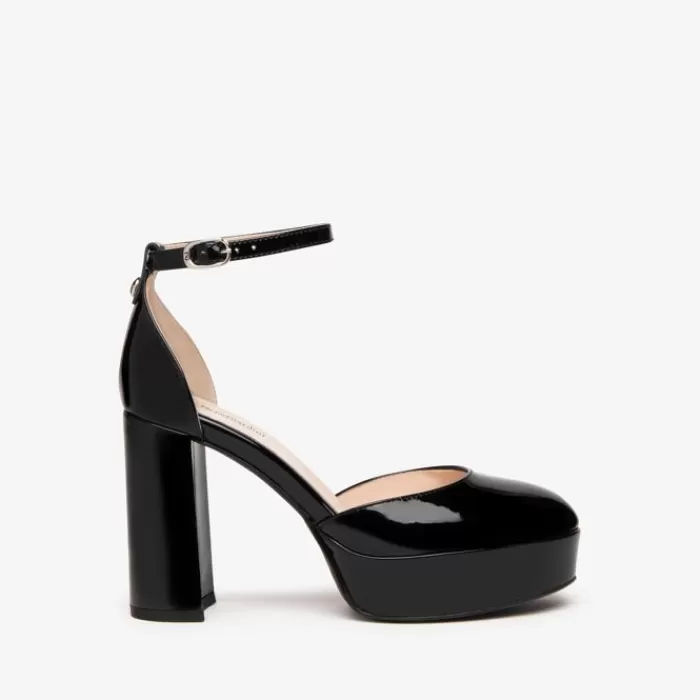 NeroGiardini High Heels- Black Patent Leather Platform Shoes