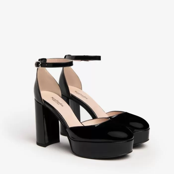 NeroGiardini High Heels- Black Patent Leather Platform Shoes