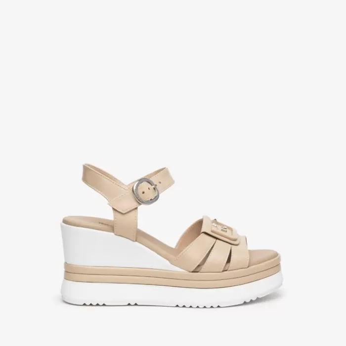 NeroGiardini Sandals- Nude Wedge Sandal