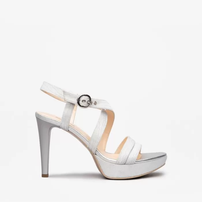 NeroGiardini High Heels- Silver Platform Sandal