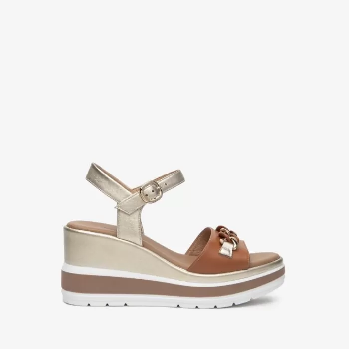 NeroGiardini Wedges- Tan Wedge Sandal