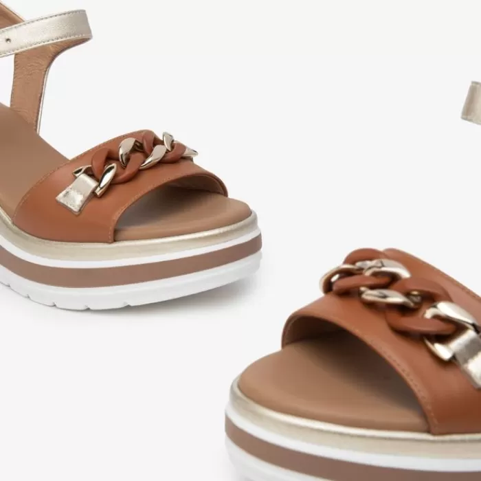 NeroGiardini Sandals- Tan Wedge Sandal