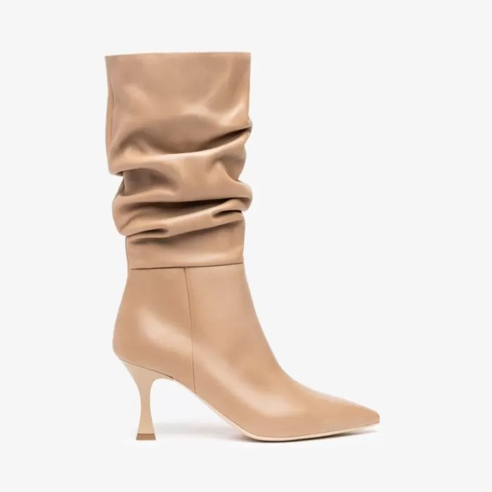 NeroGiardini High Heels- Taupe Slouch Boot