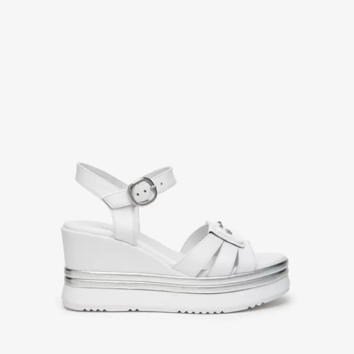 NeroGiardini Wedges- White Wedge Sandal