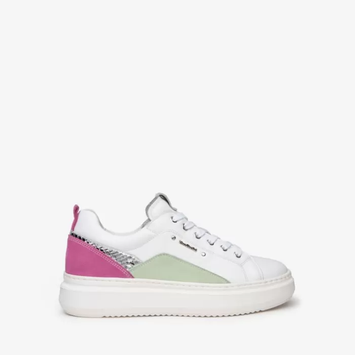 NeroGiardini Trainers- White/Pink & Green Trainer White With Pink And Green Trim