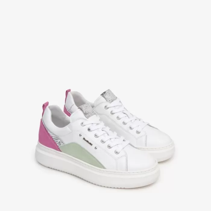 NeroGiardini Trainers- White/Pink & Green Trainer White With Pink And Green Trim