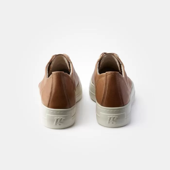 Paul Green Trainers- Leather Platform Trainer Tan