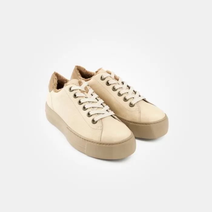 Paul Green Flats- Leather Trainer Almond