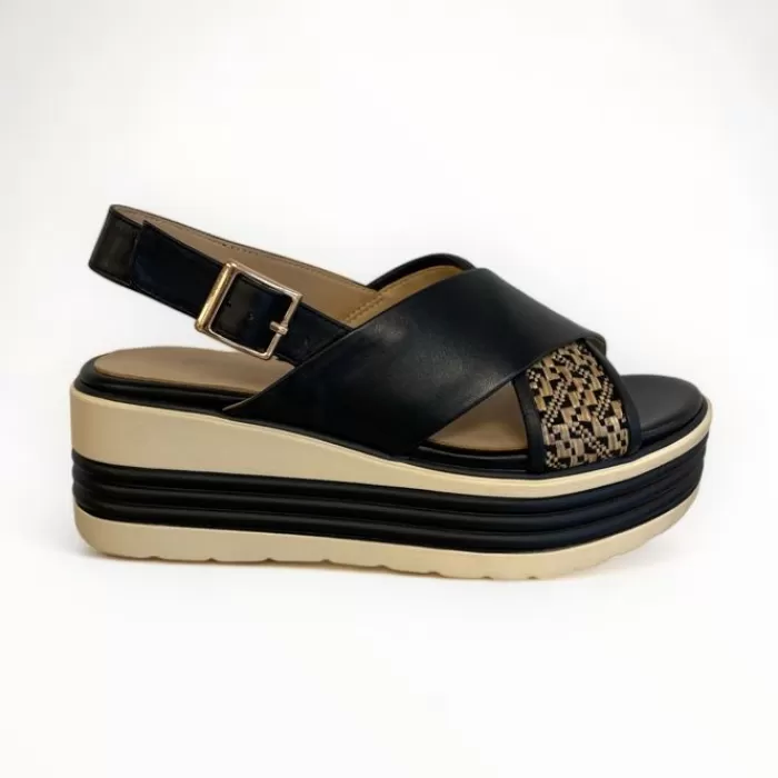 Regarde Le Ciel Sandals- Sheyla Raffia Black