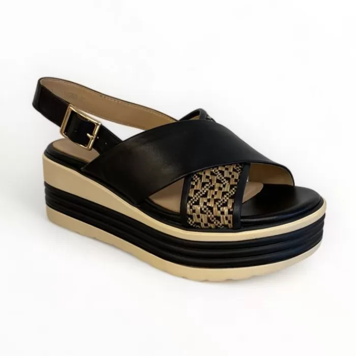 Regarde Le Ciel Sandals- Sheyla Raffia Black