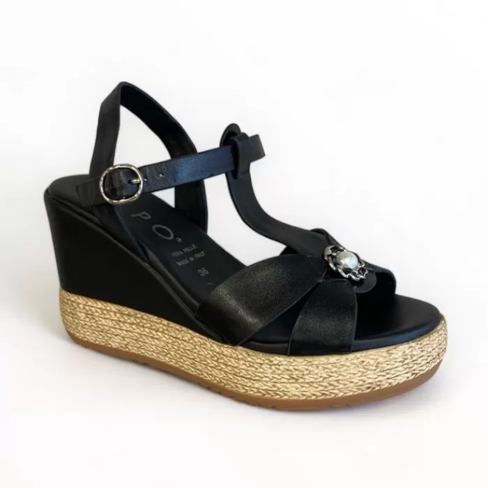 REPO Wedges- Black Leather Wedge Sandal