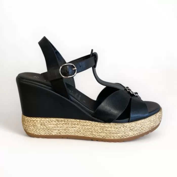 REPO Wedges- Black Leather Wedge Sandal