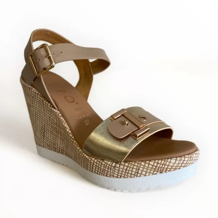 REPO Wedges- Gold & Beige Wedge Sandal