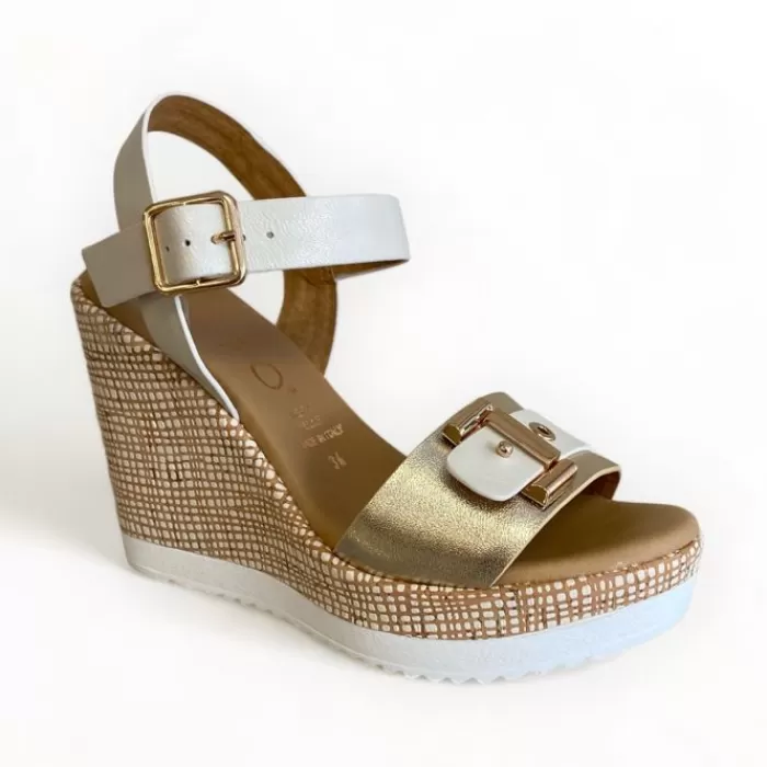 REPO Wedges- Gold & Cream Wedge Sandal