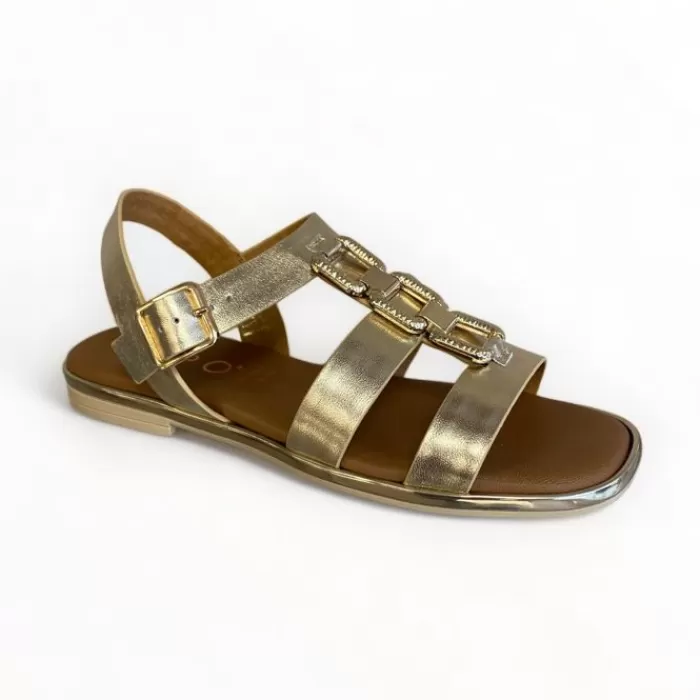 REPO Sandals- Gold Leather Flat Sandal