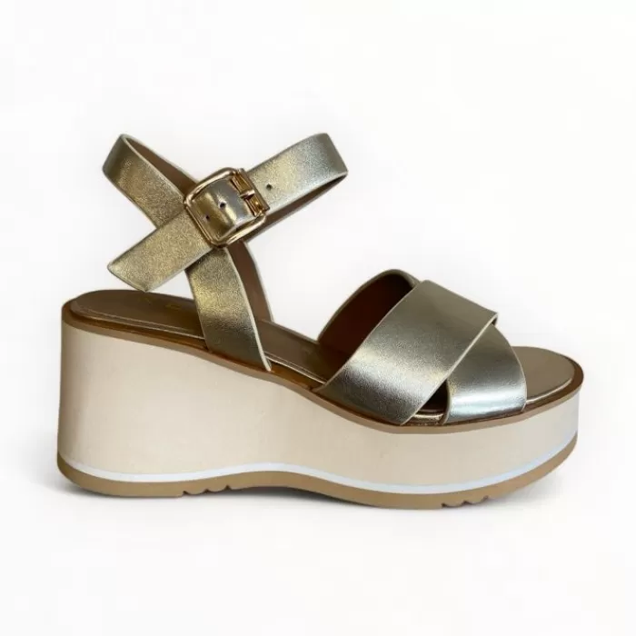 REPO Wedges- Gold Wedge Platform Sandal