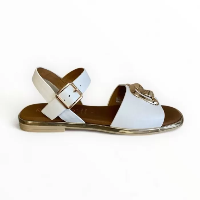 REPO Sandals- White Leather Flat Sandal