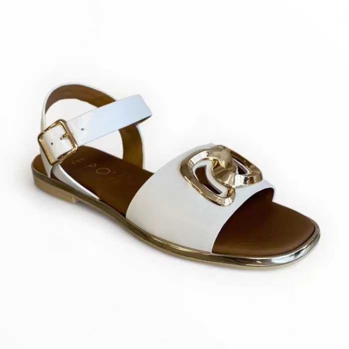 REPO Sandals- White Leather Flat Sandal